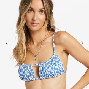 Billabong Bikini Bralette Top Checkered Blue/ White